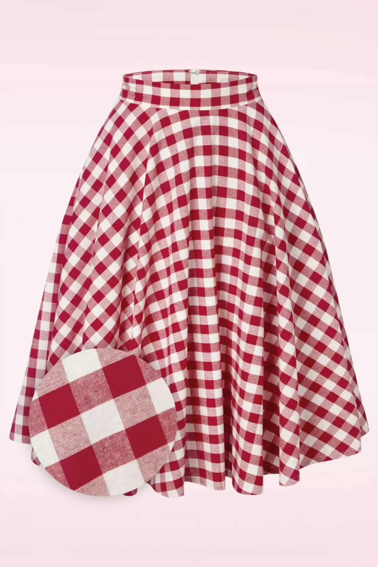 Rokken | Banned Retro Row Boat Date Check Swing Rok In Rood