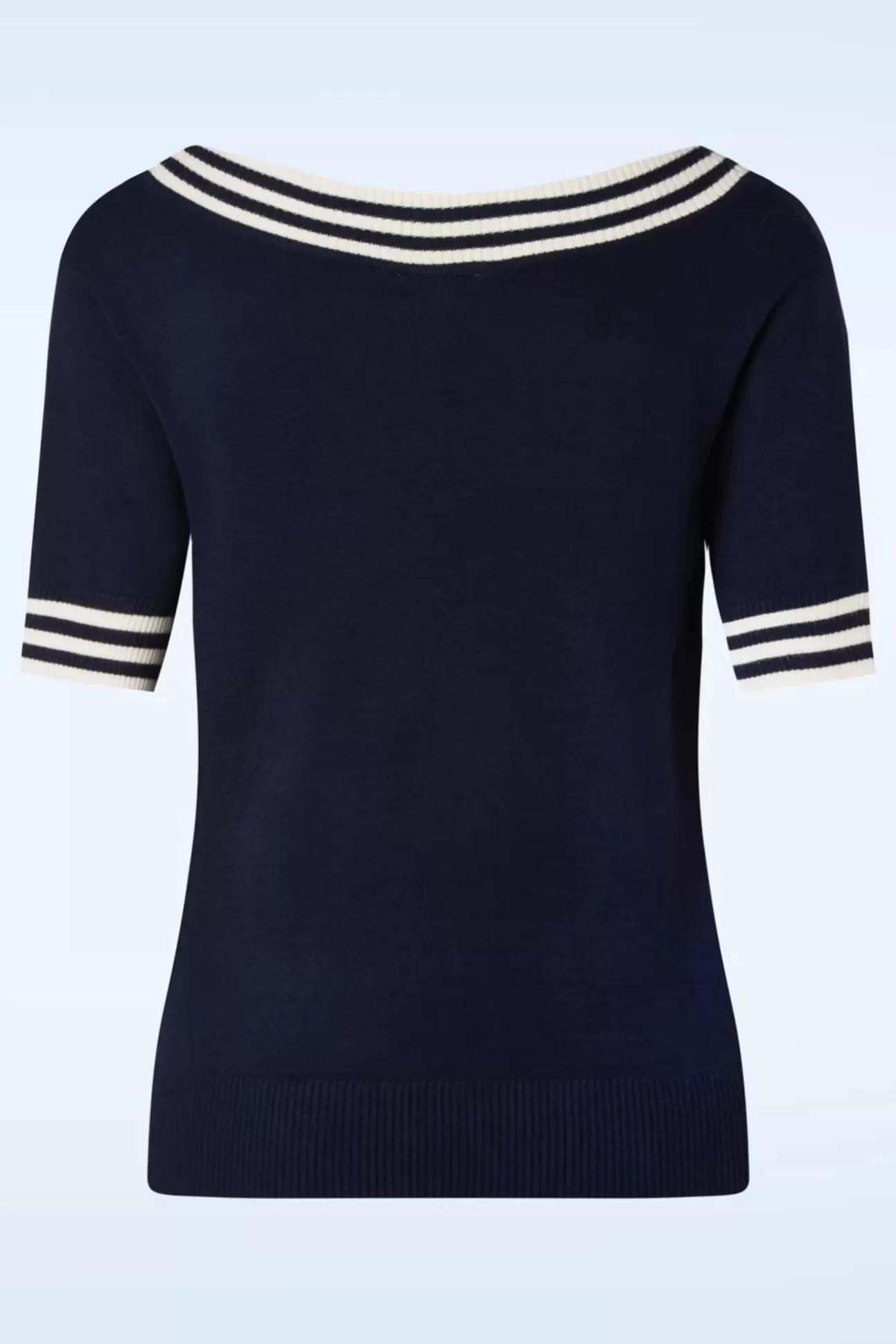 Truitjes | Vixen Sally Top Met Korte Mouwen En Gestreepte Halslijn In Marineblauw