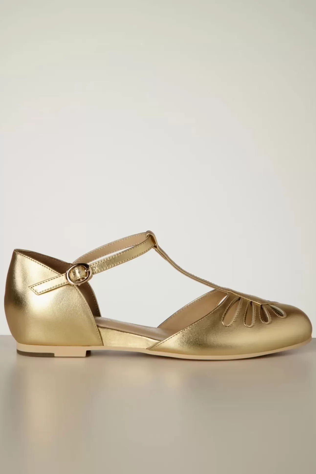 Ballerina'S | Charlie Stone Singapore T-Strap Ballerina Flats In Goud