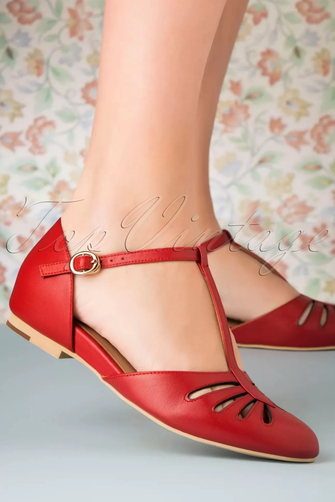 Ballerina'S | Charlie Stone Singapore T-Strap Ballerina'S Flats In Rood