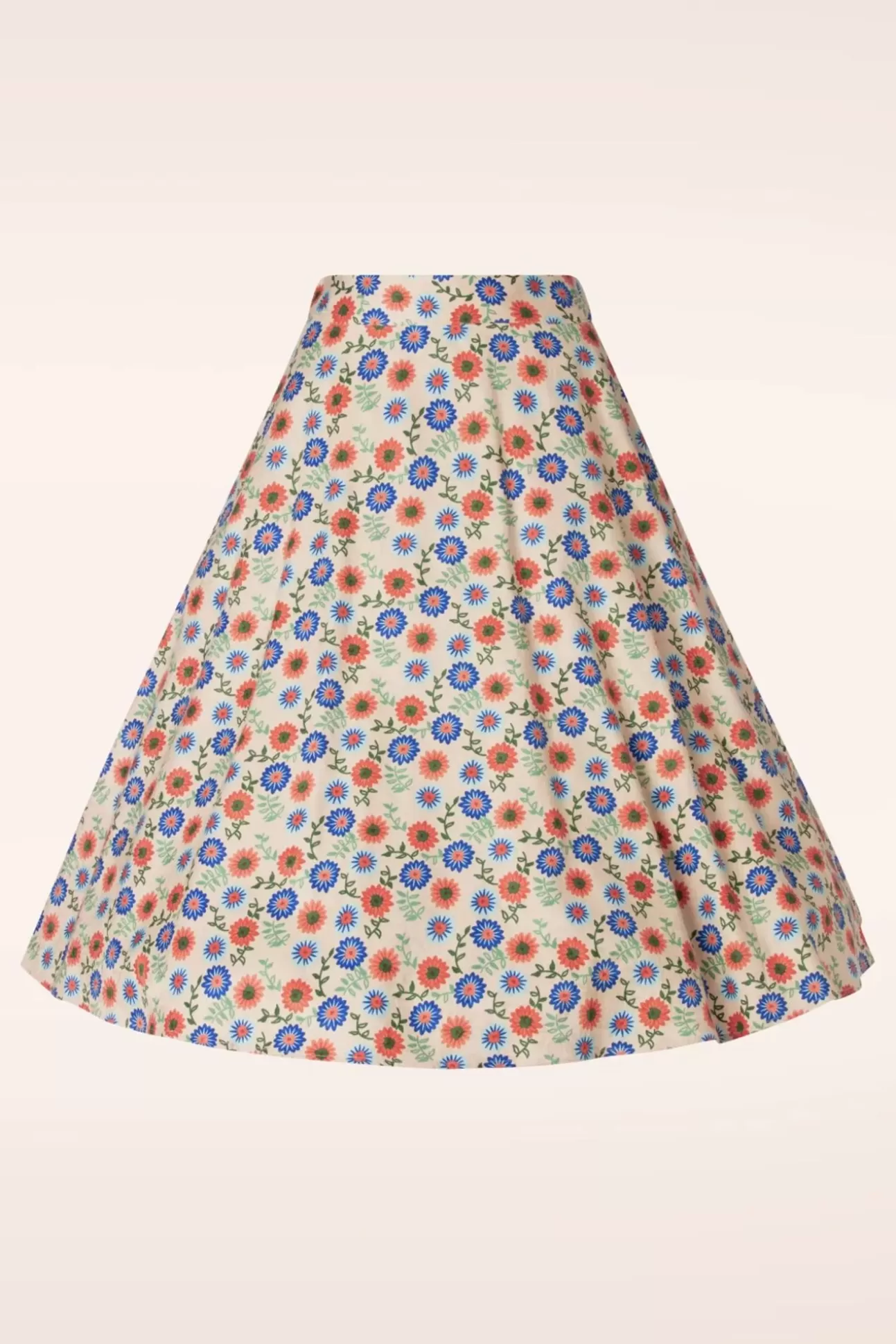 Rokken | Banned Retro Sweet Floral Swing Rok In Creme