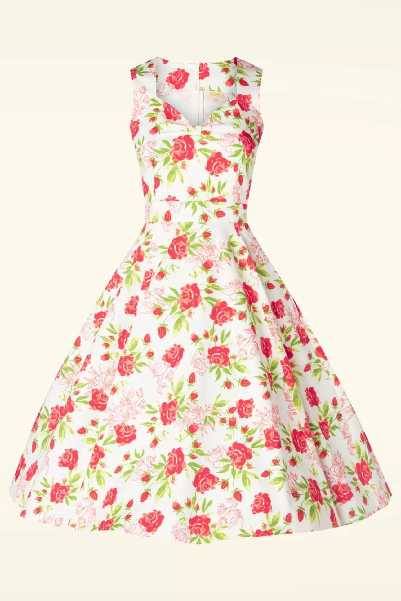 Plus Size Jurken | Topvintage Boutique Collection Topvintage Exclusive ~ Eliane Rose Swing Jurk In Wit