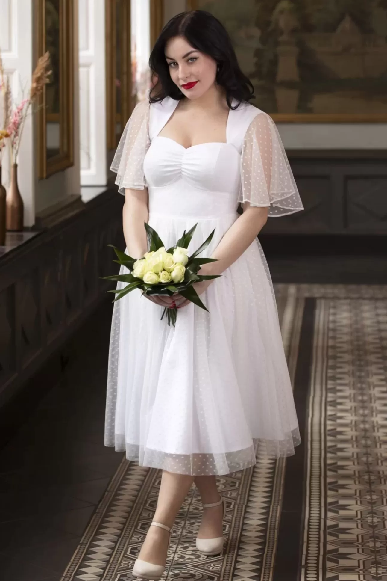 Swing Jurken | Topvintage Boutique Collection Topvintage Exclusive ~ Holly Bridal Swing Jurk In Wit