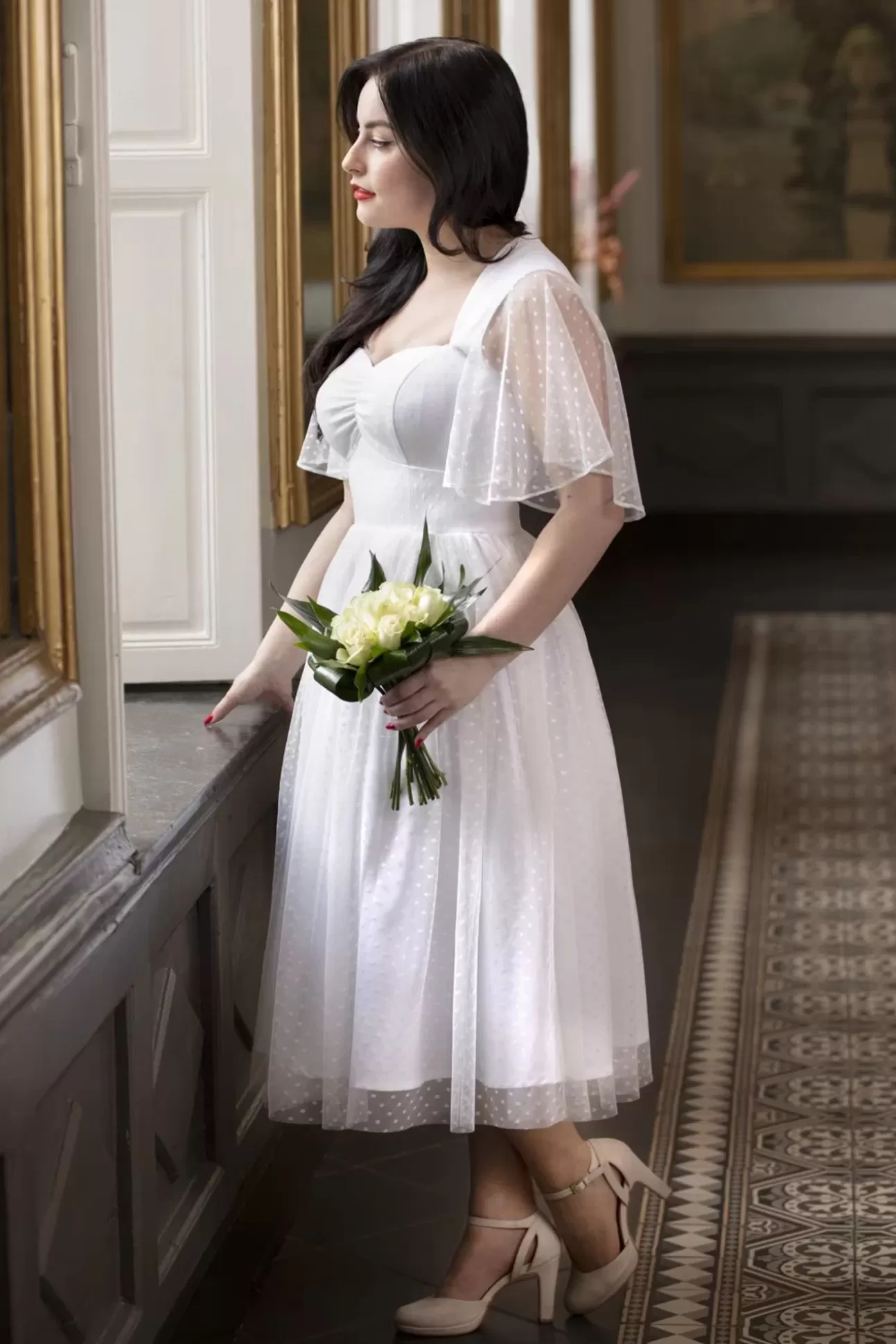 Swing Jurken | Topvintage Boutique Collection Topvintage Exclusive ~ Holly Bridal Swing Jurk In Wit