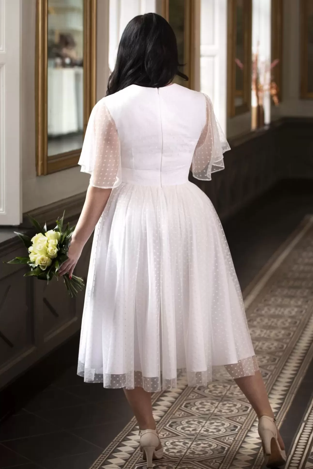 Swing Jurken | Topvintage Boutique Collection Topvintage Exclusive ~ Holly Bridal Swing Jurk In Wit