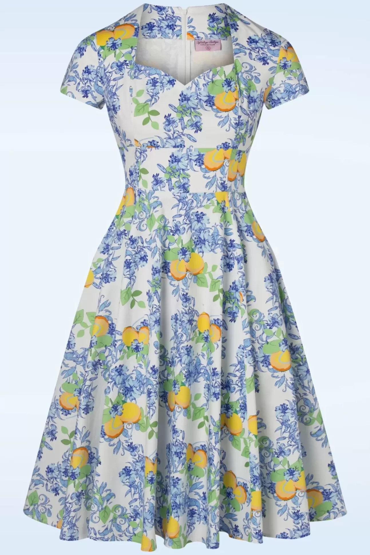 Plus Size Jurken | Topvintage Boutique Collection Topvintage Exclusive ~ Joliena Swingjurk In Wit En Blauw