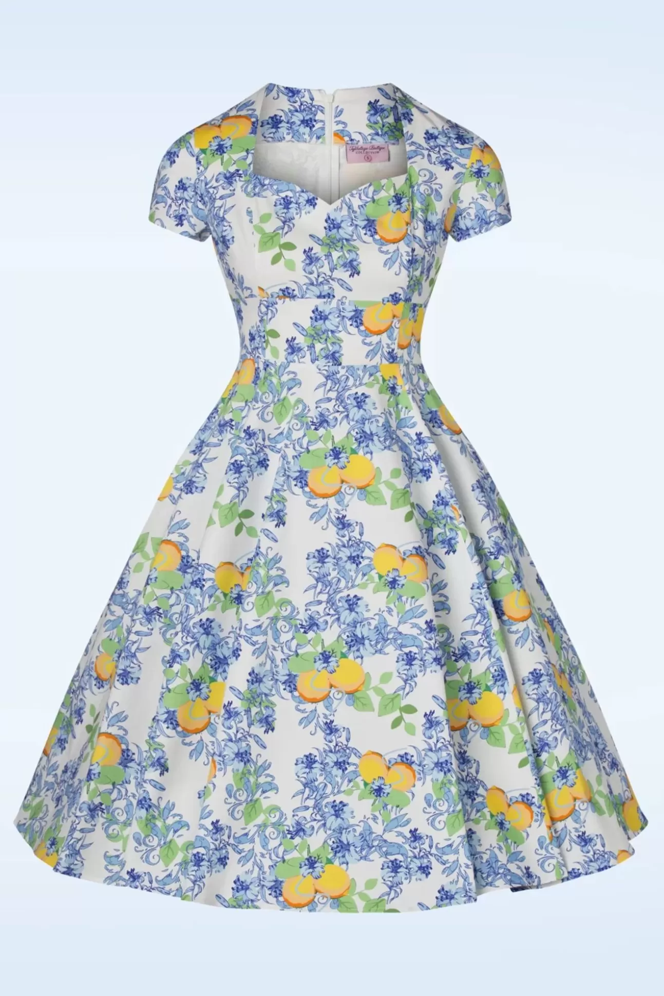 Plus Size Jurken | Topvintage Boutique Collection Topvintage Exclusive ~ Joliena Swingjurk In Wit En Blauw