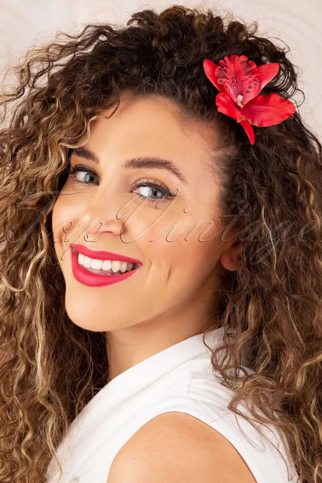 Haaraccessoires | Topvintage Boutique Collection Tropical Vibes Haarbloemclip In Rood