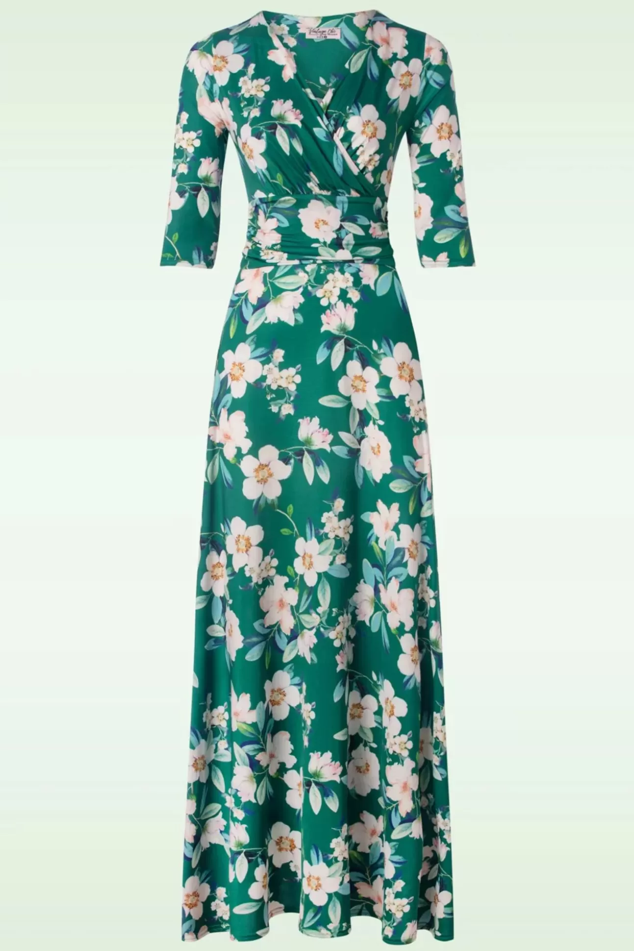 Maxi Jurken | Vintage Chic for Topvintage Valentina Flower Maxi Jurk In Groen