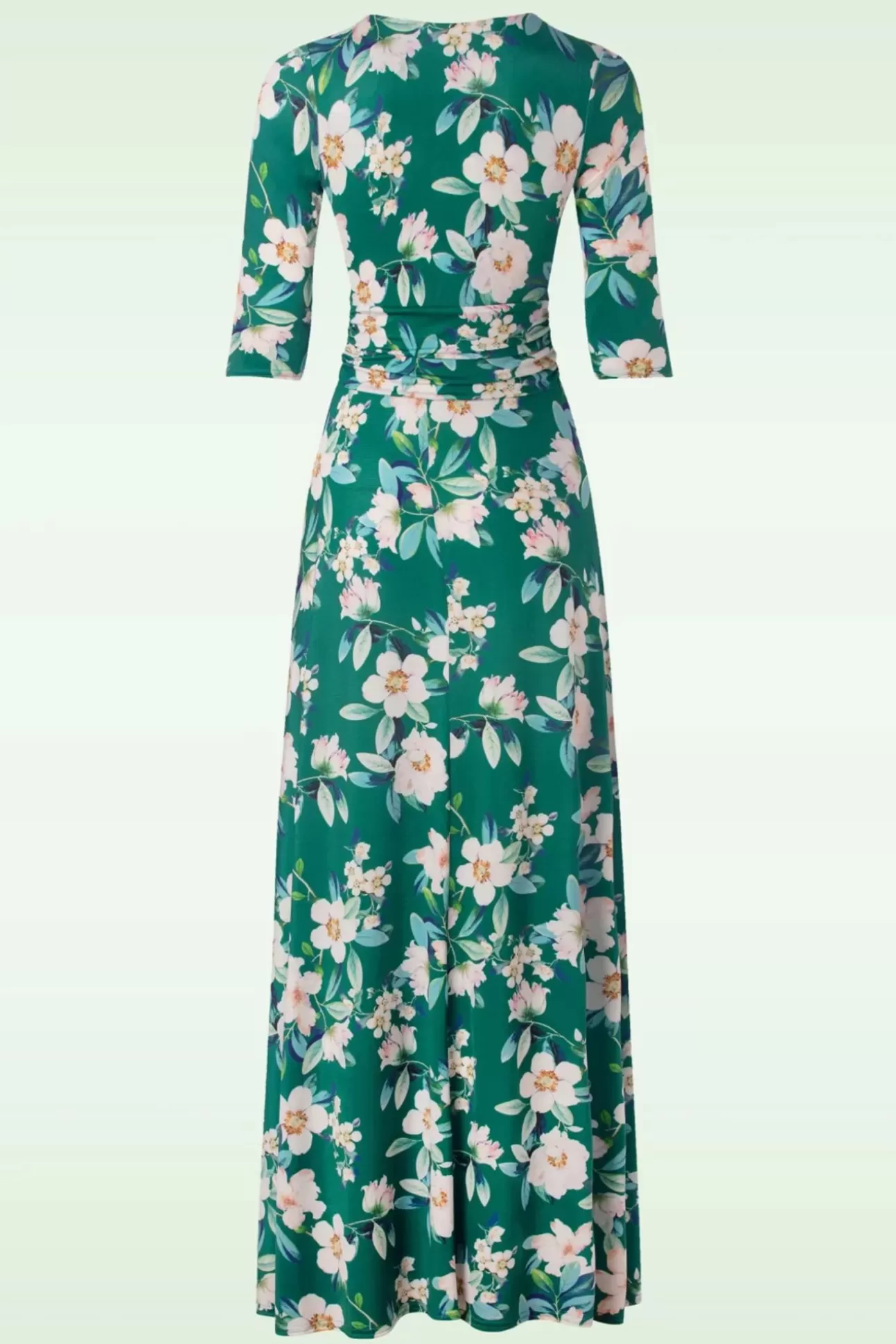 Maxi Jurken | Vintage Chic for Topvintage Valentina Flower Maxi Jurk In Groen