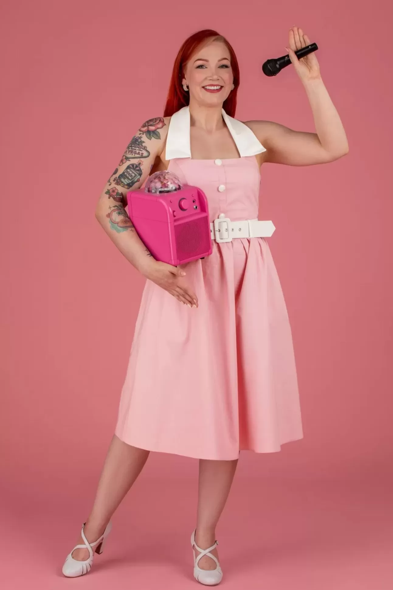 Plus Size Jurken | Collectif Clothing Waverly Swing Jurk In Roze