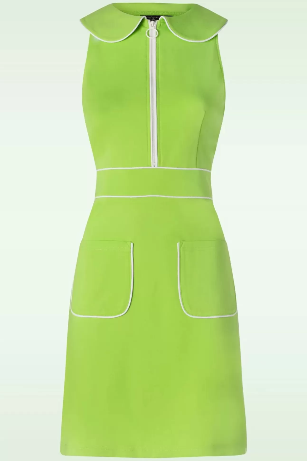 A Lijn Jurken | Vixen Zip Front Collared Sleeveless Jurk In Groen